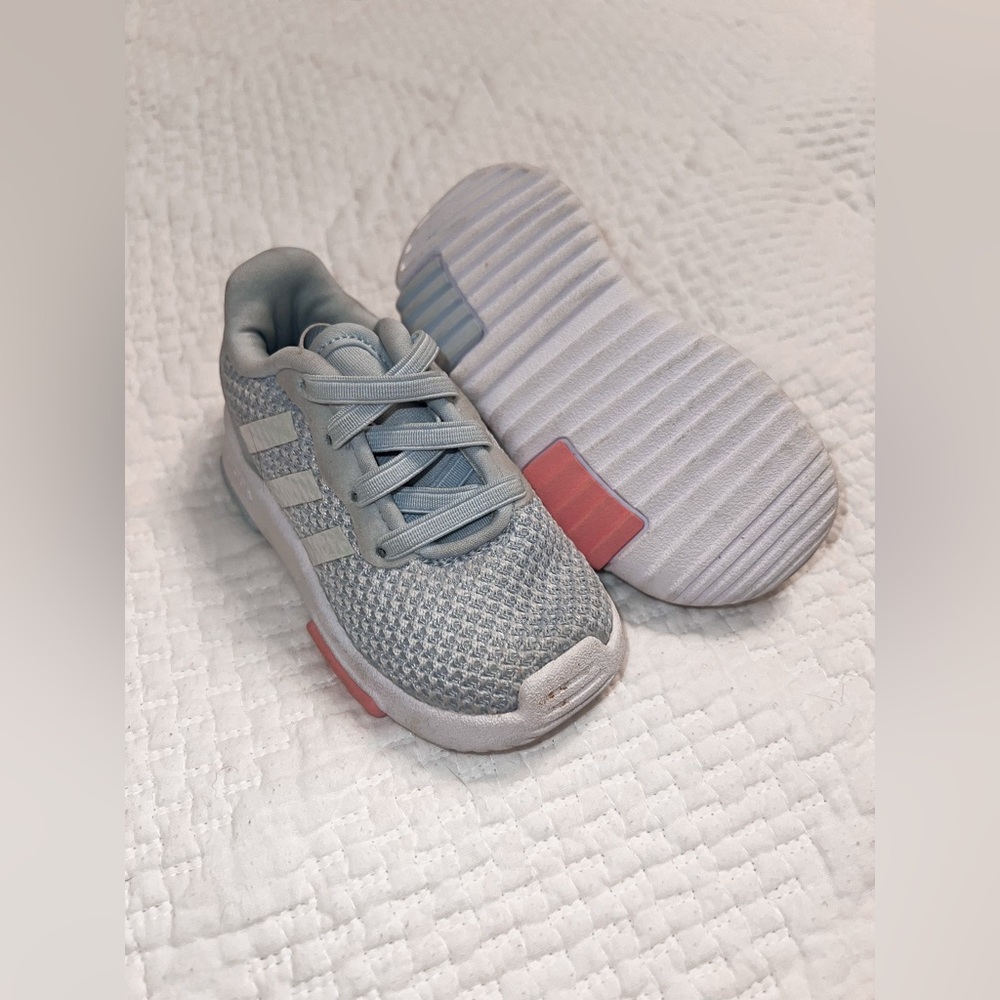 Adidas Racer Gray and Pink Toddler Sneakers